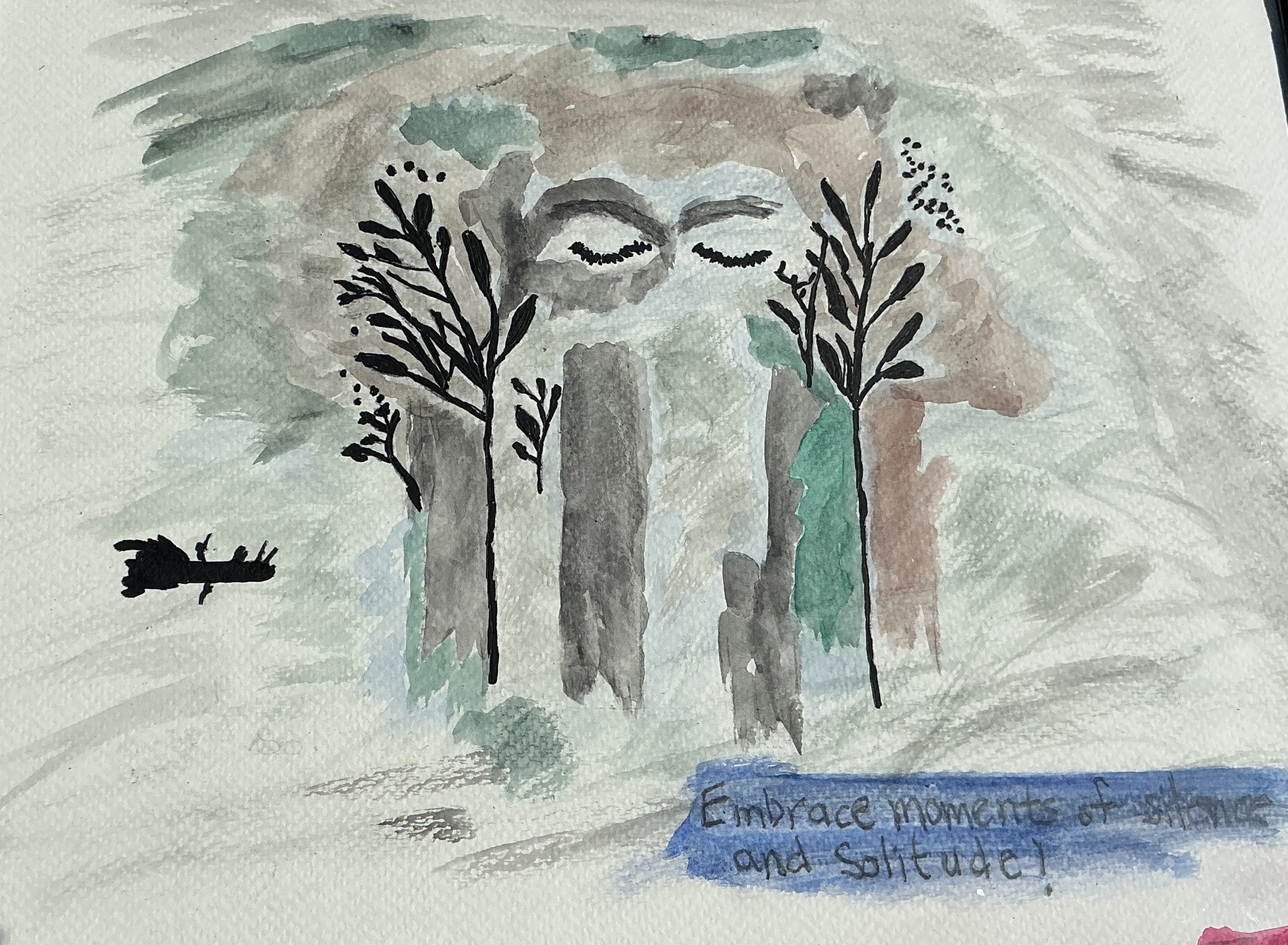Figure in Blue, watercolour on paper by Curtis E. Spence