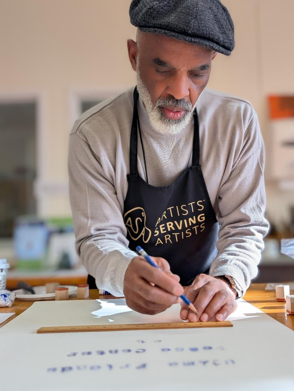 Curtis E. Spence at work in his studio